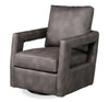 Ever 28\" Swivel Leather-Like Fabric Accent Chair – Dark Brown