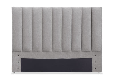Amos Upholstered Headboard in Grey Fabric, Channelled - Queen Size | Tête de lit rembourrée Amos en tissu gris en canaux - format grand lit