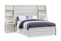 Haven Pier Bed with Headboard, Frame & 2 Piers, USB, LED, White - Queen Size
