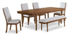 Ember 6pc Dining Set with Table, Bench & 4 Chairs, 74-92\"W - Grey & Brown