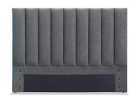 Amos Upholstered Headboard in Charcoal Fabric, Channelled - King Size