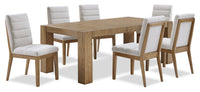 Lotus 7pc Dining Set with Table & 6 Fabric Chairs, Wood, 82