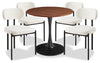 Rio 5pc Dining Set with Table & 4 Chairs, Metal Pedestal Base, 36\"W Round - Black/Brown & Taupe