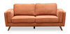 Kort & Co. Kassia 80\" Linen-Look Fabric Condo Size Sofa with Wood Base and Legs - Orange