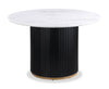 Kort & Co. Capri Dining Table with Marble-Look Top & Gold Accent, 47\"W Round - Black/White