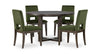 Zelda 5pc Dining Set with Table & 4 Chairs, 60\"W Round - Green & Espresso Brown