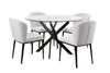 Zoe 5pc Dining Set with Table & 4 Chairs, Glass Top, Metal Geometric Base, 47\"W Round - Black & Grey
