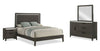 Sable 6pc Bedroom Set with Bed, Dresser, Mirror & Nightstand, Dark Grey - Queen Size