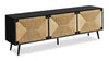 Jersey 71\" Tv Stand with Seagrass-Look Cabinet Doors for TVs up to 70\" - Black