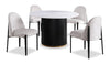 Kort & Co. Capri 5pc Dining Set with Table & 4 Linen-Look Chairs, Pedestal Base, 47\"W Round - Beige