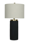 Gwen 14\" Table Lamp with Linen Shade – Black