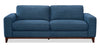 River 87\" Linen-Look Fabric Sofa with Wood Base and Legs - Blue