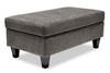 Made in Canada Nofia 44\" Chenille Fabric Storage Ottoman with Wood Legs - Charcoal Grey