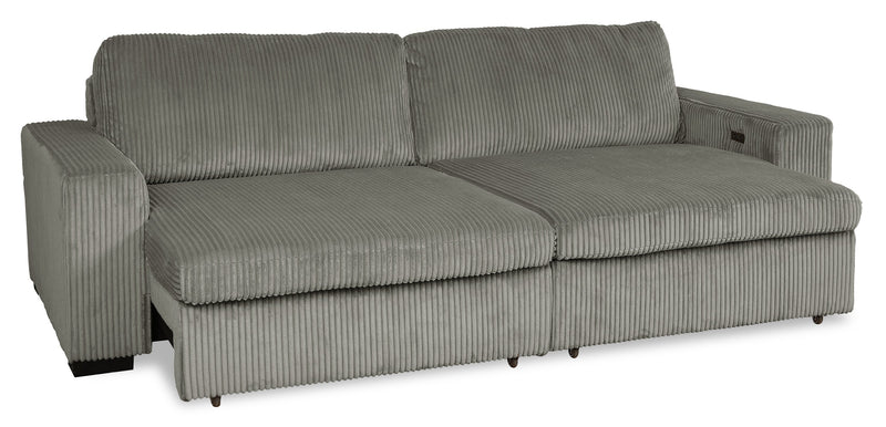 Stratus 108\" Faux Fur Fabric Full-Size Sofa Bed with Power Sliding - Fog Grey