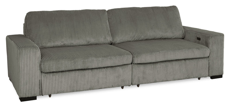 Stratus 108\" Faux Fur Fabric Full-Size Sofa Bed with Power Sliding - Fog Grey