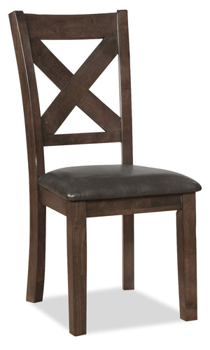 Talia Dining Chair with Vegan-Leather Fabric, Cross-Back - Grey/Brown