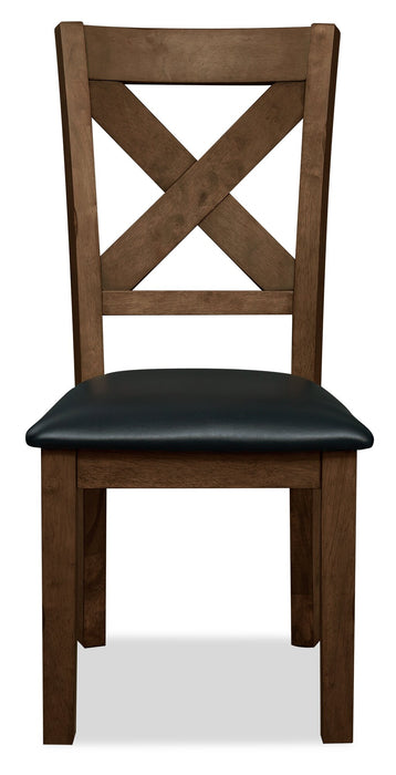 Talia Dining Chair with Vegan-Leather Fabric, Cross-Back - Brown