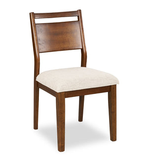 Vale Dining Chair with Polyester Fabric, Wood, Ladder-back - Brown & Beige