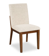 Vale Dining Chair with Polyester Fabric, Wood - Brown & Beige