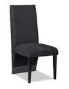 Vega Dining Chair with Polyester Fabric, Wood, Channeled Tufting - Black
