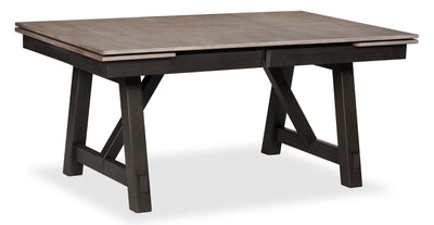 Zao Dining Table with 66-94"W Extension, Melamine, Trestle Base - Brown | Table de salle à manger Zao de 66 po à 94 po (L) en mélamine avec rallonge avec base à tréteaux - brune