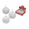 White Christmas Ornaments with Silver Glitter - Set of 12