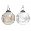 4\" Clear Glass Ornament with Leaf Etching Gold + Silver - Set of 4 Christmas Ornaments
