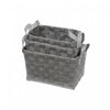 3pc Rect. Nesting Basketweave Basket with Handle Grey Storage