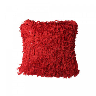 Furry Cushion Red - Set of 2 Cushions|Coussin à fourrure rouge - ensemble de 2 coussins