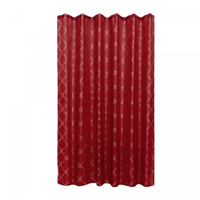 Polyester Silver Foil Trellis Printed Shower Curtain Red|Rideau de douche en polyester rouge et aluminium argenté à motif de treillis