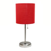 Limelights Stick Lamp with Usb Charging Port And Fabric Shade, Red Table Lamp