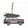 Wood Vehicle with Tree Christmas Ornament - Set of 2