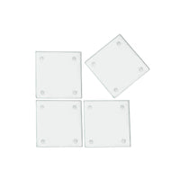 4 Pc Square Glass Coasters Clear