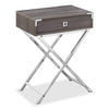 Alana 18.25\" Accent Table With Storage - Grey & Chrome