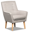Arni 28\" Linen-Look Fabric Accent Chair with Wood Legs - Grey