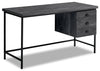 Blake 55.25\" Reclaimed Wood Look Office Desk with 3-Drawers - Black
