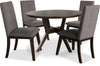 Chelsea 5pc Dining Set with Table & 4 Brown Chairs, 48\"W Round - Walnut Brown