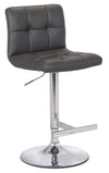 Cruz Barstool with Swivel & Adjustable Seat, Vegan Leather Fabric, 24-33\"H, Metal - Grey