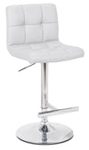 Cruz Barstool with Swivel & Adjustable Seat, Vegan Leather Fabric, 24-33\"H, Metal - White