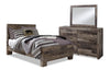 Derekson 5pc Bedroom Set with Panel Bed, Dresser & Mirror, Grey - Full Size