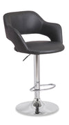 Finn Barstool with Swivel & Adjustable Seat, Vegan Leather Fabric, 23-31.5\"H, Metal - Grey