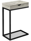 Harper 15.75\" Modern Chairside Table with Storage - Grey with Black Metal Legs