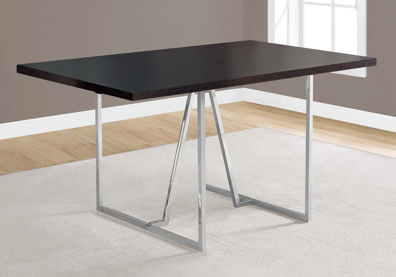 Espresso Chrome Metal Dining Table