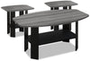 Rosario 35.5\" Modern 3-Pack Coffee + 2 End Tables with Shelf - Grey and Black