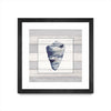 \"Muted Blue Shell On Wood\" Matted and Framed Black 36x36 Wall Art