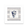 \"Muted Blue Shell On Wood\" Matted and Framed White 30x30 Wall Art