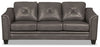 Andi 84\" Leather-Look Fabric Sofa with Button Tufting - Grey