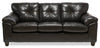 Made in Canada Addison 86\" Leather-Look Fabric Sofa with Removable Seat Cushion and Tufting - Blackberry Black