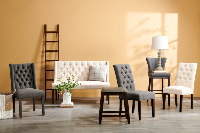 Astoria Counter-Height Stool with Vegan Leather Fabric - Brown & Grey