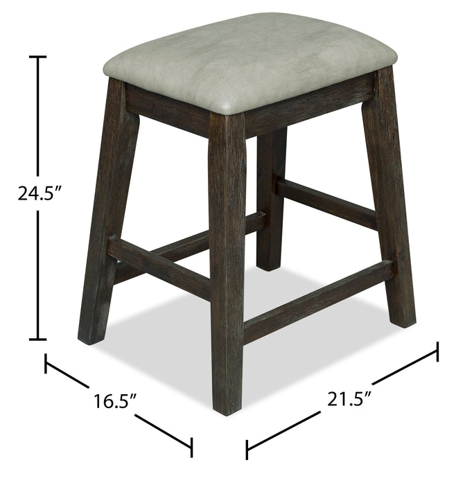 Astoria Counter-Height Stool with Vegan Leather Fabric - Brown & Grey
